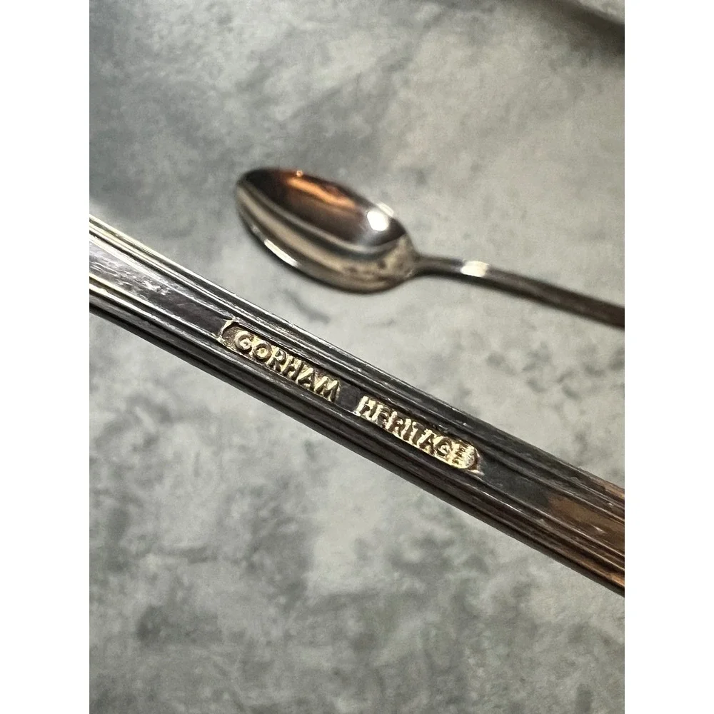 Gorham Heritage Italy Silverplate Serving Spoon Fork Set 11.5 In Vintage Party